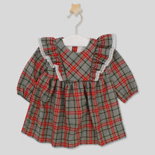 Load image into Gallery viewer, Rapife Girls Burgundy And Grey Check Dress