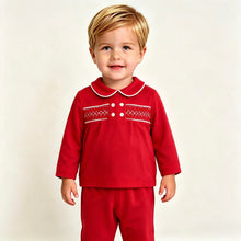 Load image into Gallery viewer, Amore Boys Red Smock Lounge Set