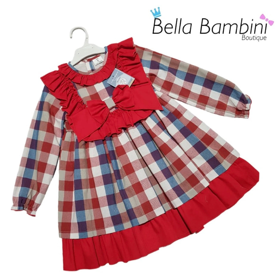 Ceyber Older Girls Red and Blue Check Dress