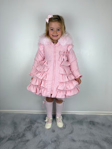 Wee Me Pink Ruffle Bow Front Coat