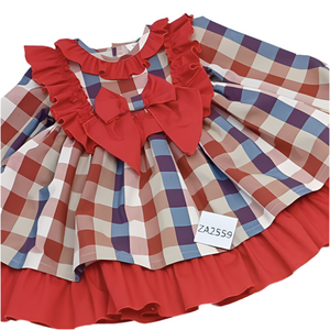 Ceyber Older Girls Red and Blue Check Dress