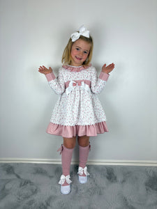 Ceyber Dusky Pink and White Dress