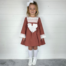 Load image into Gallery viewer, Ceyber Girls Rust Smocked Dress