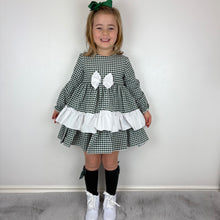 Load image into Gallery viewer, Ceyber Girls Bottle Green Gingham Dress