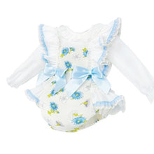 Load image into Gallery viewer, Wee Me Baby Girls Blue Floral Romper Set