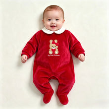 Load image into Gallery viewer, iDO Baby Girls My First Christmas Bunny Velour Baby Grow