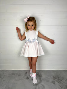 Ceyber Girls Pink Waffle Double Bow Dress