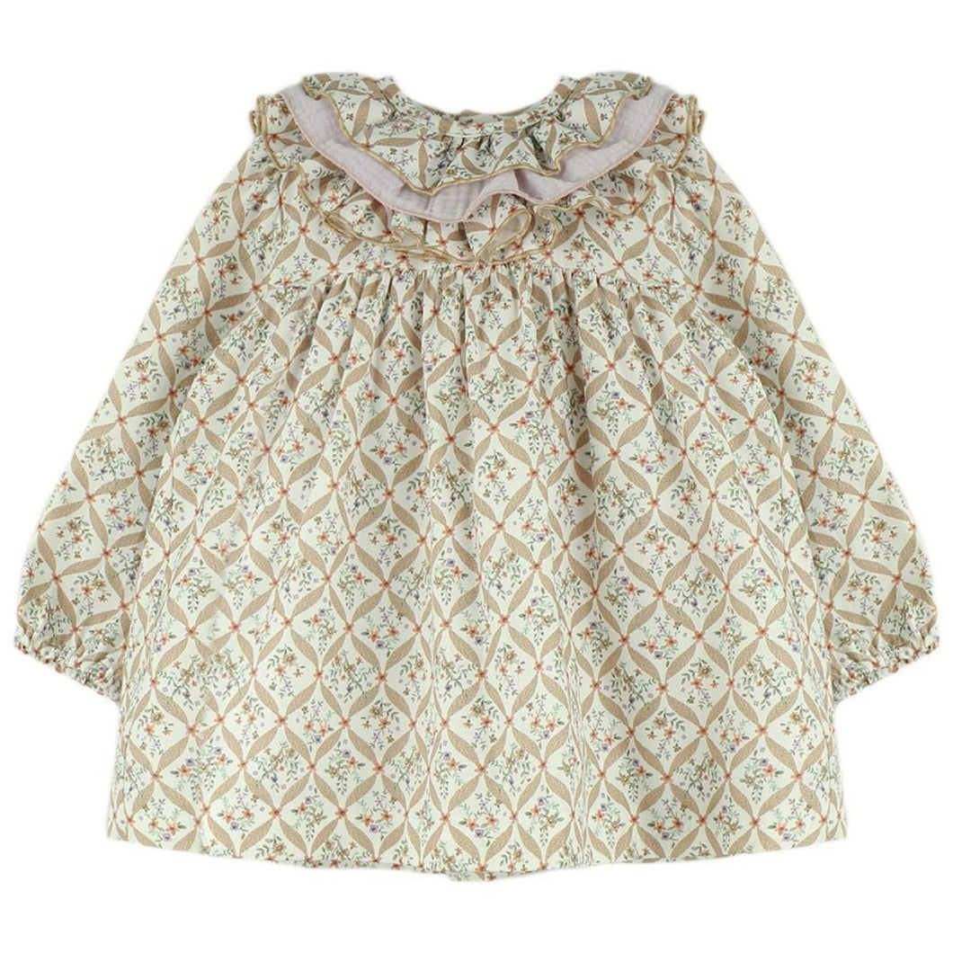 Baby Ferr Older Girls Tan and Lilac Dress