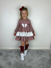 Load image into Gallery viewer, Ceyber Girls Burgundy Gingham Dress