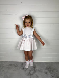 Ceyber Girls Pink Waffle Double Bow Dress