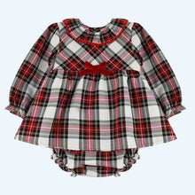 Load image into Gallery viewer, Baby Ferr Baby Girls Velvet Bow Check Dress