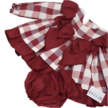 Load image into Gallery viewer, Ceyber Baby Girls Burgundy Check Dress