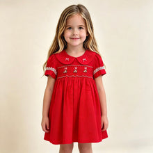 Load image into Gallery viewer, Beau Kid Girls Red Bow Smock Dress