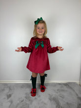 Load image into Gallery viewer, Ceyber Red and Green Velvet Dress