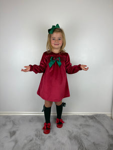 Ceyber Red and Green Velvet Dress