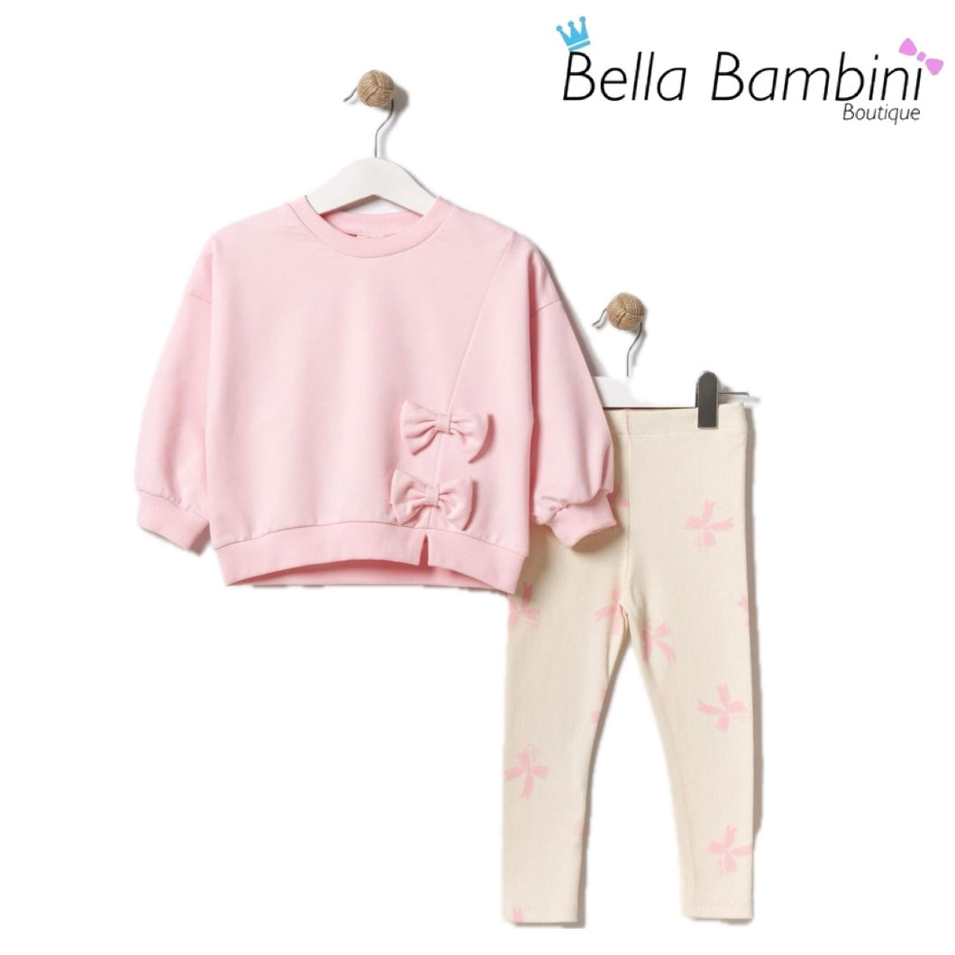 Pink Side Bows Legging Set 2Y-5Y