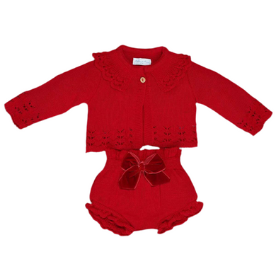 Dulce De Fresa Red Bow Knit Set