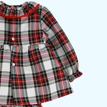 Load image into Gallery viewer, Baby Ferr Baby Girls Velvet Bow Check Dress