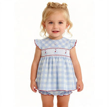 Load image into Gallery viewer, Dulce De Fresa Baby Girls Blue Boat Dress &amp; Bloomers