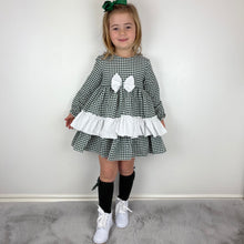 Load image into Gallery viewer, Ceyber Girls Bottle Green Gingham Dress