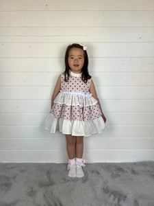 Ceyber Girls Pink Polka Puffball Style Dress