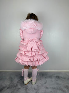 Wee Me Pink Ruffle Bow Front Coat
