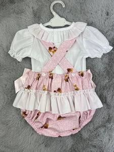Ceyber Baby Girls Pink Teddy Romper