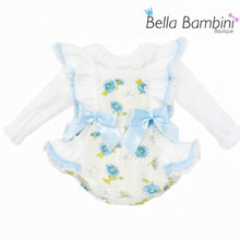 Load image into Gallery viewer, Wee Me Baby Girls Blue Floral Romper Set