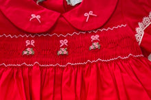 Load image into Gallery viewer, Beau Kid Girls Red Bow Smock Dress