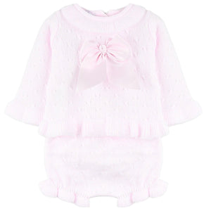 Dulce De Fresa Baby Girls Pink Knit Set