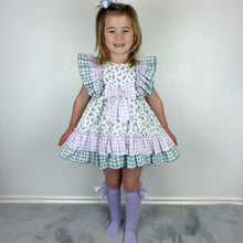 Load image into Gallery viewer, Ceyber Girls Lilac Floral Gingham Dress