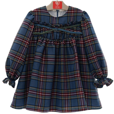 Del Sur Older Girls Blue Tartan Dress