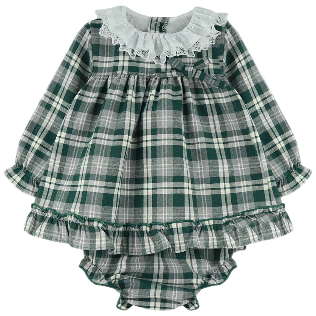Baby Ferr Baby Girls Bottle Green Check Dress