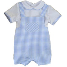 Load image into Gallery viewer, Baby Ferr Baby Boys Blue Gingham Romper Set
