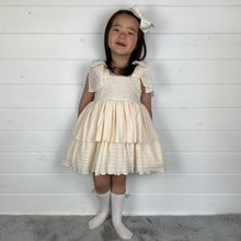 Load image into Gallery viewer, Ceyber Girls Cream Bow Shoulder Dress