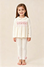 Load image into Gallery viewer, Visara Girls Pink &amp; Cream Bow Legging Set