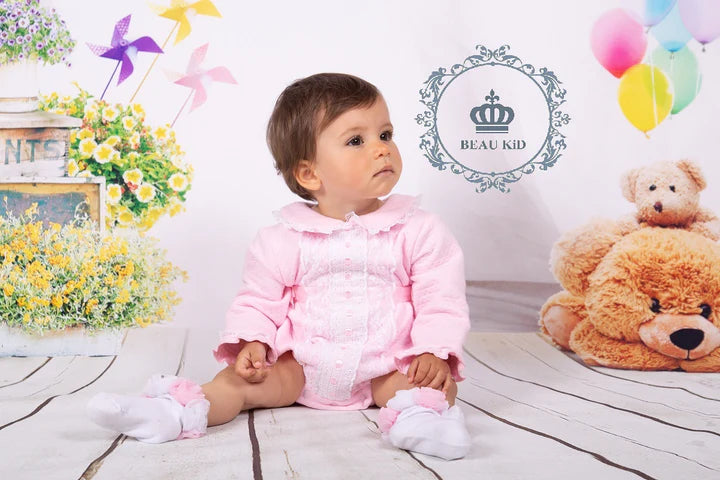 Beau Kids Baby Girl Lace Pink Romper