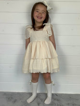 Load image into Gallery viewer, Ceyber Girls Cream Bow Shoulder Dress
