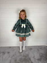 Load image into Gallery viewer, Ceyber Green Check Velvet Dress