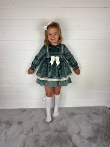 Ceyber Green Check Velvet Dress