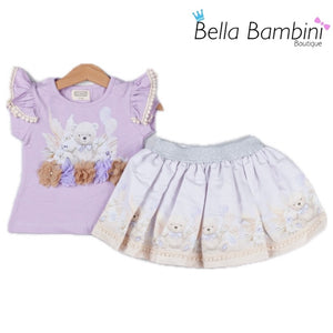 Neon Kids Lilac Teddy Bear Skirt Set