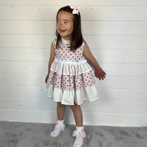 Ceyber Girls Pink Polka Puffball Style Dress