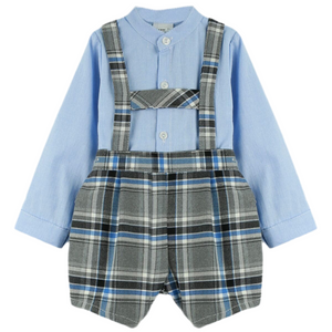 Baby Ferr Grey & Blue Check H-Bar Set