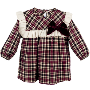 Calamaro Girls Burgundy Check Dress