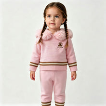 Load image into Gallery viewer, Beau Kid Girls Knit Teddy Fur Hooded Set
