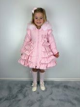 Load image into Gallery viewer, Wee Me Pink Ruffle Bow Front Coat