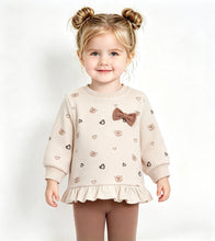Load image into Gallery viewer, Street Monkey Baby Girls Beige Bow Teddy Bear Legging Set