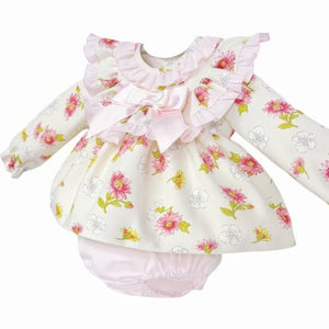 Wee Me Baby Girls Pink and Cream Frill Jam Set