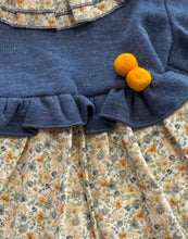 Load image into Gallery viewer, Baby Ferr Older Girls Blue &amp; Mustard Floral Dress