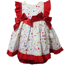 Load image into Gallery viewer, Ceyber Girls Red Fruit Double Bow Dress
